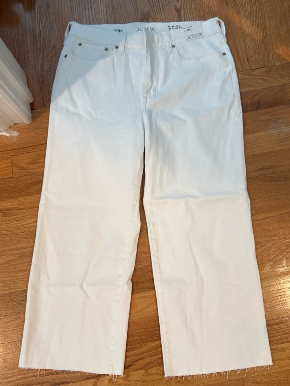 J. Crew Women's White Wide-Leg Crop Jeans